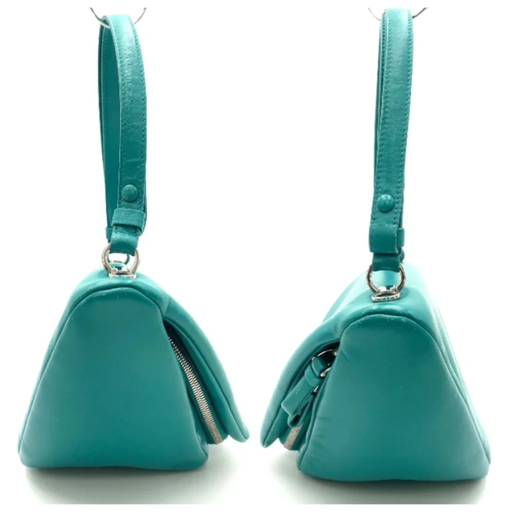 Authentic Prada Triangle Pavone Green Nappa Leather 2 Way Bag W/DB & Strap